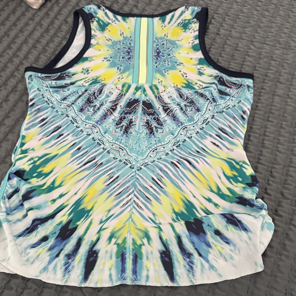 Lucky in Love Blue and Yellow Patterned Tank Top - Picture 2 of 3